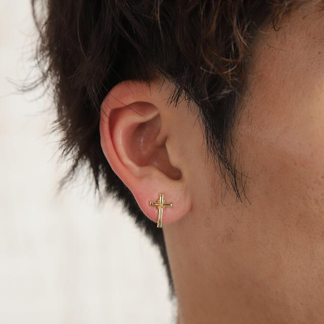 18金 ピアス 十字架 クロス ゴールド 両耳 レディース メンズ アクセサリー プレゼント ギフト_5