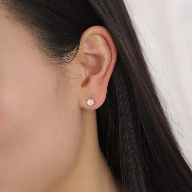 18金 ピアス マザーオブパール ラウンド 5粍 レディース 両耳 18k k18 ゴールド 付属品