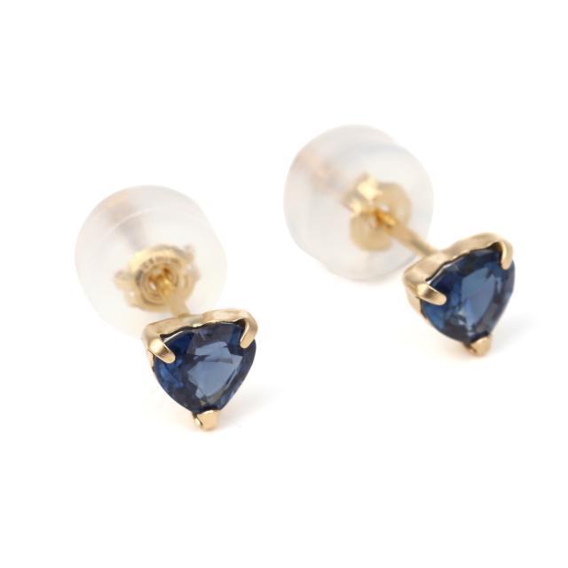 18金 ピアス サファイア ハート 4mm レディース 両耳 ゴールド アクセサリー ギフト プレゼント