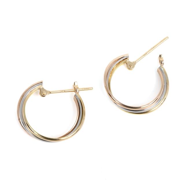 18金 プラチナ フープピアス スリーカラー レディース トリニティ アクセサリー プレゼント ギフト_3