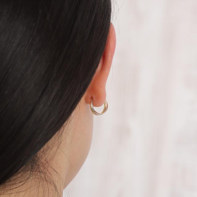 18金 プラチナ フープピアス スリーカラー レディース トリニティ アクセサリー プレゼント ギフト_8