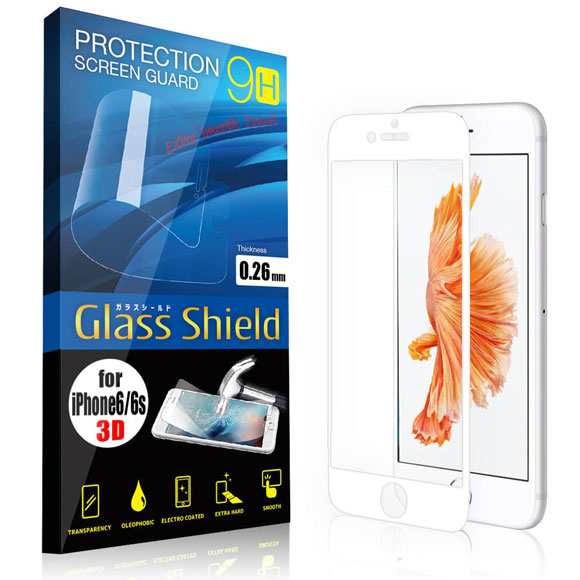液晶保護フィルム Iphone6 6s 3d 9h ガラスシールド 白 ガラスフィルム 強化ガラス アイフォン シックス エスの通販はau Pay マーケット アングラーズケース