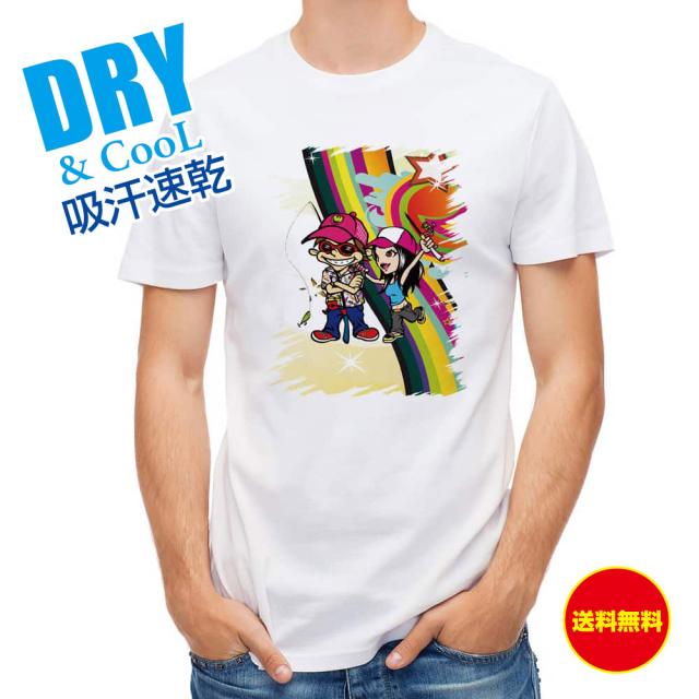 釣り Tシャツ アウトドア たっちゃんと彼女 釣り 魚 ルアー T シャツ メンズ 半袖 ロゴ 文字 春 夏 秋 インナー 安い 面白い 大きいサイズ 洗濯 ポリエステル 送料無料