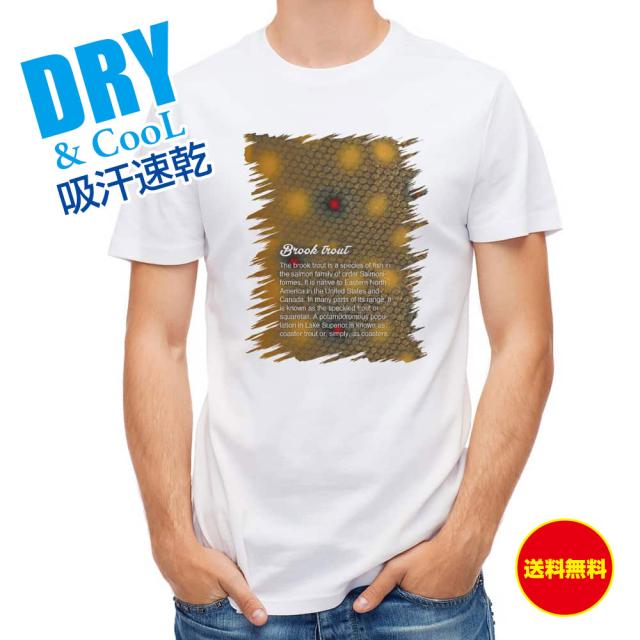 釣り Tシャツ アウトドア ブルックトラウトの鱗 釣り 魚 ルアー T シャツ メンズ 半袖 ロゴ 文字 春 夏 秋 インナー 安い 面白い 大きいサイズ 洗濯 ポリエステル 送料無料