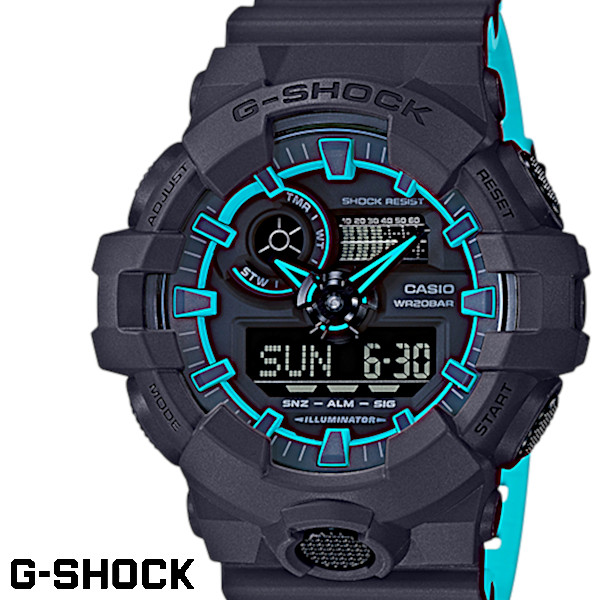 Casio G Shock ジーショック カシオ Gショック メンズ 腕時計 ネオンカラー Ga 700se 1a2 ブラック ブルーの通販はau Pay マーケット Gross