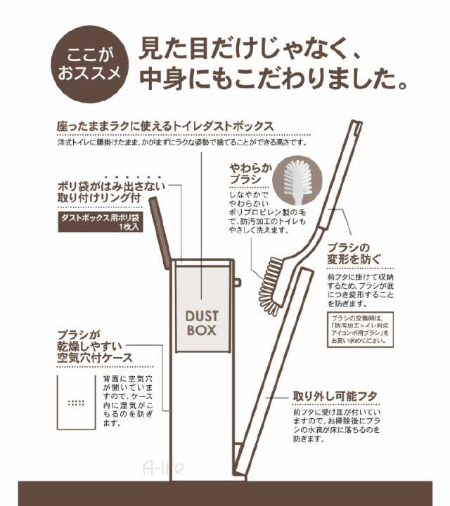 トイレブラシ ゴミ箱 トイレポット セット 木目調 送料無料 ブラウン おしゃれ 日本製 トイレ 掃除 シンプル コンパクト ｜au PAY マーケット