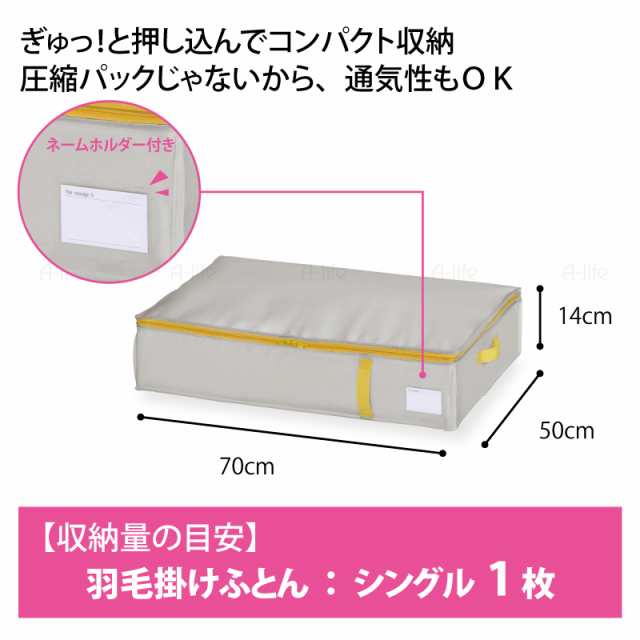 クローゼット すきま収納袋 S 1個 掛けふとん用 グレー ネイビー ふとん収納袋 収納ケース ふとん 布団 毛布 タオルケット｜au PAY  マーケット