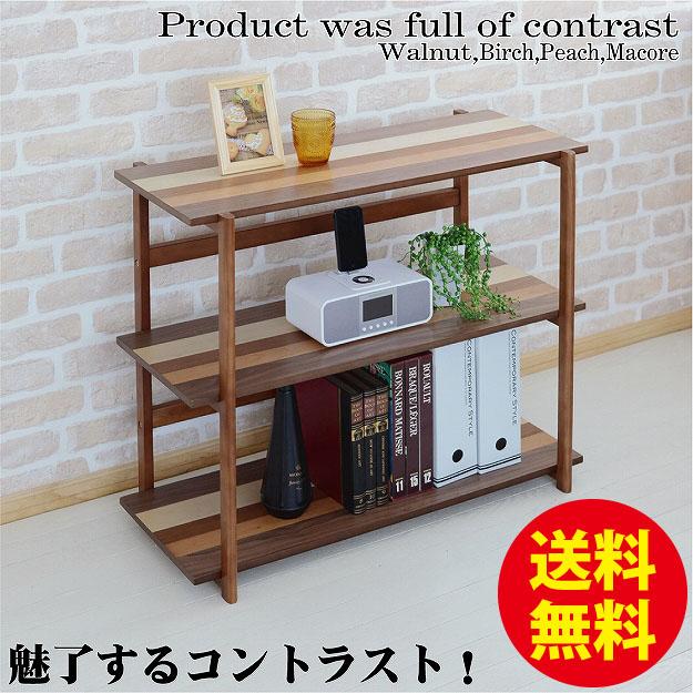 木製ラック 3段 幅85 送料無料 シェルフ ディスプレイラック 多目的ラック オープンラック オープンシェルフ ウォール