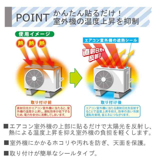 エアコン 室外機 遮断シール 6点セット 室外機 熱効率up 猛暑対策 節電 日除け はさみでカット可能の通販はau Pay マーケット ｍｏｓ ｍａｒｔ Au Pay マーケット店