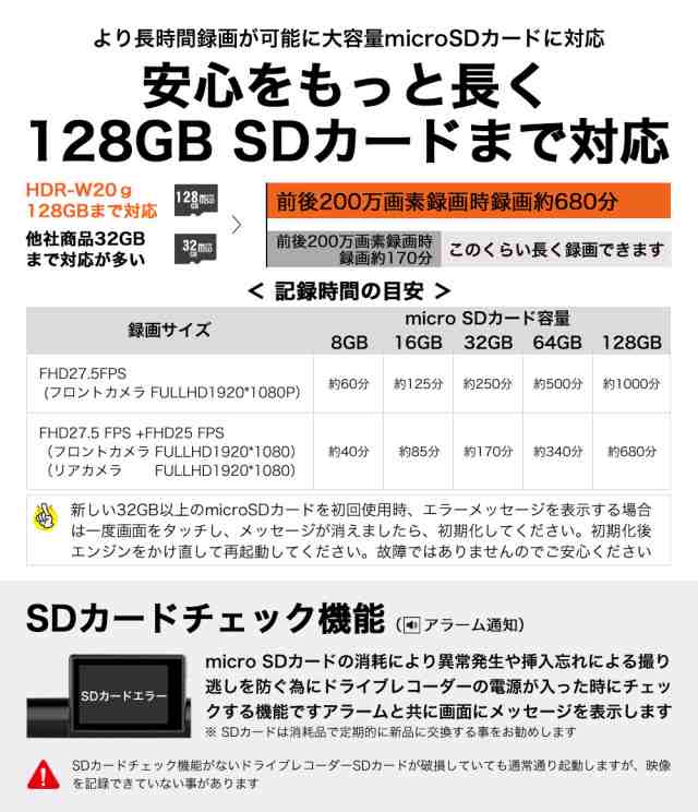 タイムセール 4000円OFF ／【ランキング1位 高評価4.7点】 ドライブレコーダー 前後カメラ 200万画素 前後 SONYセンサー  ナイトビジョの通販はau PAY マーケット ヒガシ au PAY マーケット店 au PAY マーケット－通販サイト