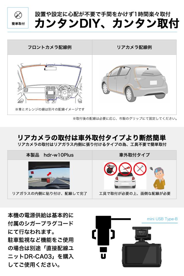 ＼OFFクーポン タイムセール／【 進化版 2K 360画素 GPS搭載】 ドライブレコーダー 前後カメラ SONYセンサー 16GBSDカード付 ステッカー フルHD高画質 駐車監視対応 広角 ノイズ対策済 型番HDR-w10 PLUS_10