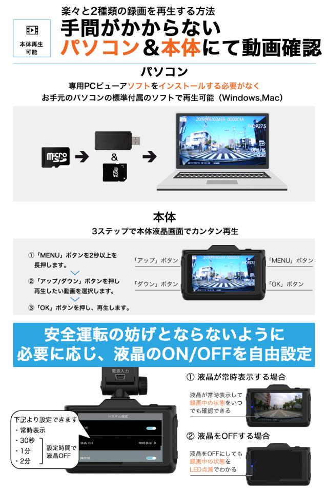 ＼OFFクーポン タイムセール／【 最新型 2K 360画素 GPS搭載】 ドライブレコーダー 前後カメラ SONYセンサー 16GBSDカード付 ステッカー フルHD高画質 駐車監視対応 広角 ノイズ対策済 型番HDR-w10 PLUS_17
