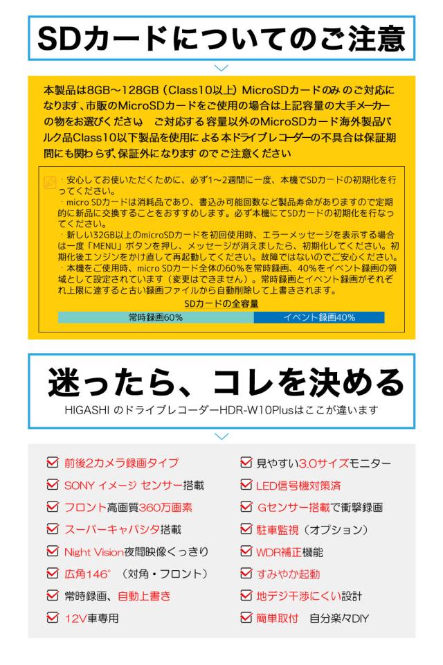 ＼OFFクーポン タイムセール／【 進化版 2K 360画素 GPS搭載】 ドライブレコーダー 前後カメラ SONYセンサー 16GBSDカード付 ステッカー フルHD高画質 駐車監視対応 広角 ノイズ対策済 型番HDR-w10 PLUS_17