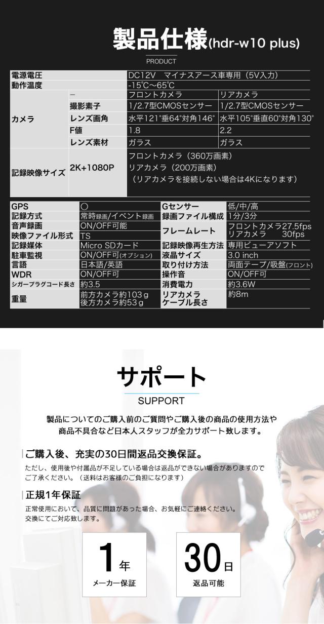 ＼OFFクーポン タイムセール／【 進化版 2K 360画素 GPS搭載】 ドライブレコーダー 前後カメラ SONYセンサー 16GBSDカード付 ステッカー フルHD高画質 駐車監視対応 広角 ノイズ対策済 型番HDR-w10 PLUS_19
