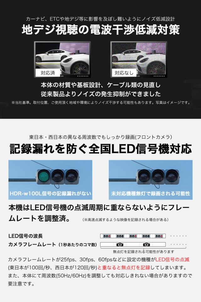＼OFFクーポン タイムセール／【着レビュープレゼント】 ドライブレコーダー 前後 2カメラ GPS 200万画素 フルHD高画質 SDカード 広角 常時 衝撃録画 電波干渉 対策 おすすめ 前後2カメラ 型番Hdr-w100L_4