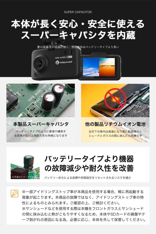 ＼在庫わずか OFFクーポン ／【ランキング1位 着レビュープレゼント】 ドライブレコーダー 前後2カメラ 前360万画素 後200万画素 ドラレコ フルHD 高画質 GPS搭載 WDR 駐車監視 対応 広角 ノイズ対策済 LED信号機対策 人気 簡単 取り付け 送料無料 型番HDR-w200L_3