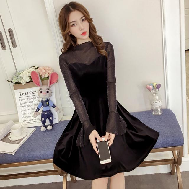 ワンピース ドレス ビスチェ風 ブラック オーガンジー 長袖 シースルー切替 0503の通販はau Pay マーケット Ever Sweet Girl