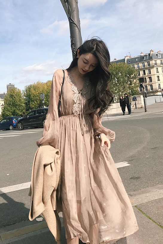 ドレス ワンピース ロング丈 ピンク 長袖 ランタンスリーブ シフォン 0509の通販はau Pay マーケット ｓｗｅｅｔ ｇｉｒｌ ｆａｓｈｉｏｎ