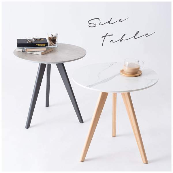 丸テーブル テーブル ラウンドテーブル サイドテーブル 大理石調 大理石 韓国インテリア シンプル おしゃれ スタイリッシュ 直径50cm 50×50 の通販は 7,549円