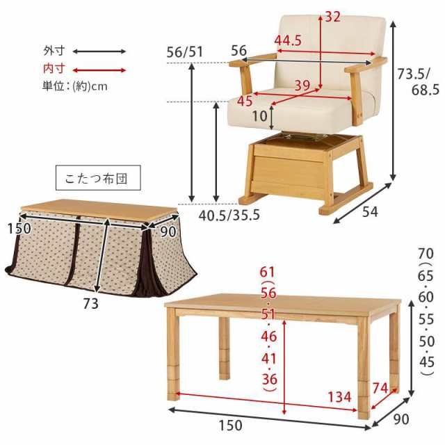 お買い得セット ダイニングこたつテーブル こたつ布団 チェア セット ダイニングコタツ・ふとん・チェア６点セット KOT-7311-150トルタ6の通販はau  PAY マーケット - ミキヤ家具店 | au PAY マーケット－通販サイト