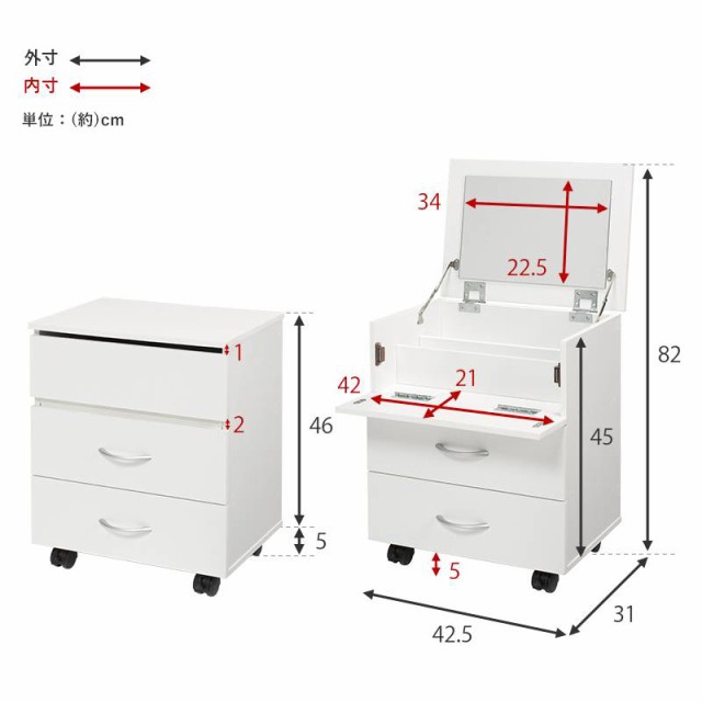 ドレッサー 鏡台 メイクボックス メイク ミニドレッサー コスメワゴン