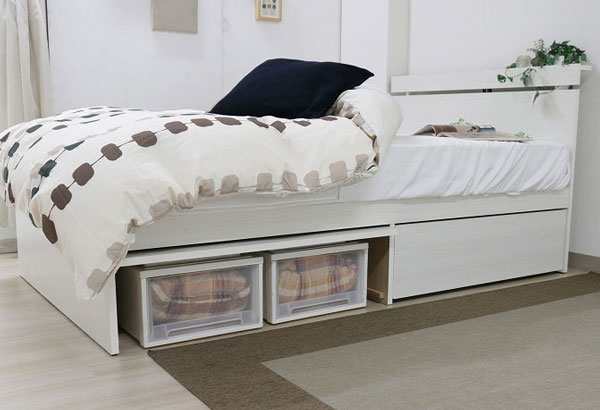 激安 フラップ収納仕様 シングルベッド マットレス付き ベッド 収納