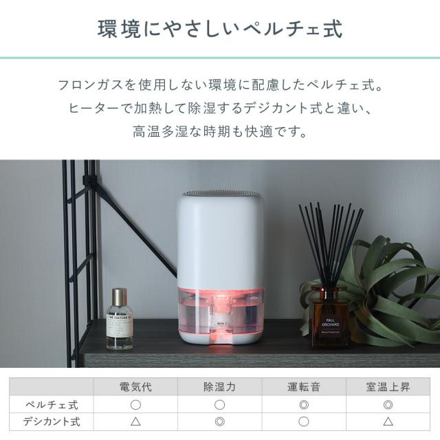除湿機 除湿機小型 ペルチェ式 除湿器 コンパクト 【1年保証/満水自動