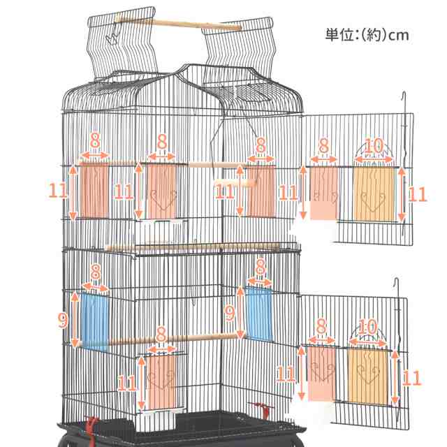 鳥かご 大型 止まり木 餌入れ セキセイインコ スタンド キャスター付き バードケージ 鳥小屋 鳥 バード ケージ バードゲージ 多頭飼い  文の通販はau PAY マーケット - Regolith | au PAY マーケット－通販サイト