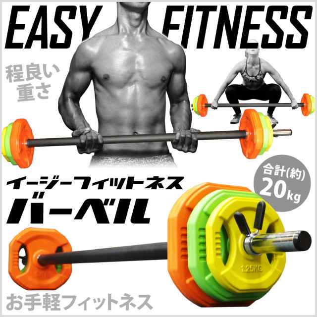 バーベル プレート セット 約 20kg トレーニング フィットネス 筋トレ ダンベルシャフト付 シャフト 長さ 約 140cm シェイプアップ バー