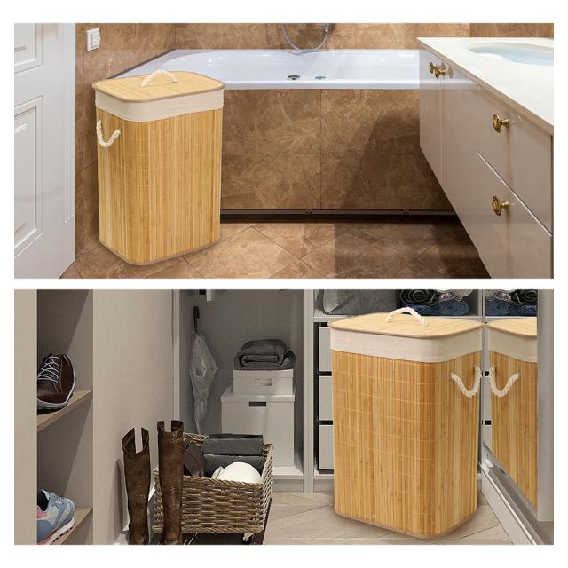 消臭 抗菌 】 45L ランドリーバスケット 竹製 竹かご おしゃれ