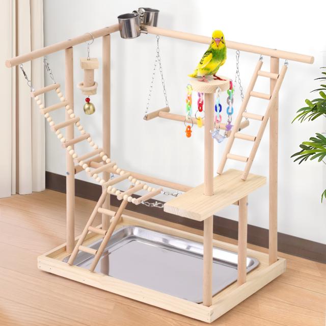 インコ 止まり木 スタンド はしご ブランコ 木製 鳥 おもちゃ