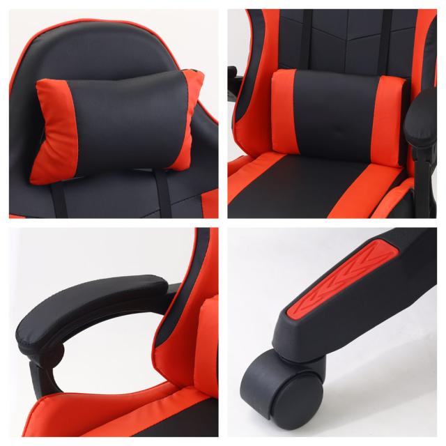 ゲーミングチェア レッド ゲーミング椅子 リクライニング PUレザー