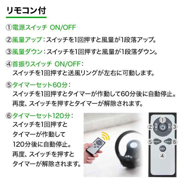 羽根なし扇風機 サーキュレーター 壁掛け ファン 首振り リモコン付き 羽なし 卓上 壁掛け 扇風機 安心 安全 置き型 壁掛け 羽根無し