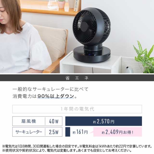 サーキュレーター【 360度 首振り 】扇風機 回転＋左右首振 dcモーター ...