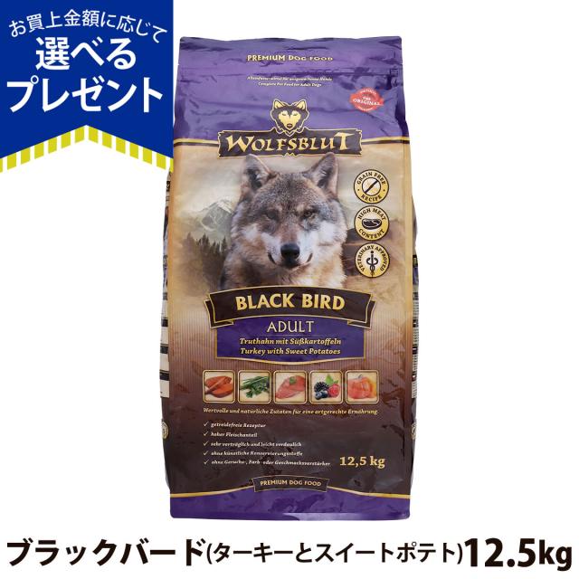 【店内全品送料無料】ウルフブラット アダルト ブラックバード （ターキーとスイートポテト）12.5kg 中粒 成犬 中型犬 大型犬 穀物不使用 グレインフリー 七面鳥 ドッグフード ドックフード ウルフブラッドの通販は