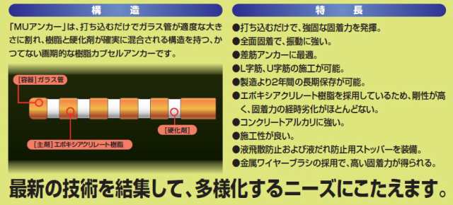 旭化成 ARケミカルセッター MU-12 20本 ガラス管入 ケミカルアンカー 打込み式接着系アンカー  カプセル方式(打込み型)「取寄せ品」の通販はau PAY マーケット 天結Market W店 au PAY マーケット－通販サイト