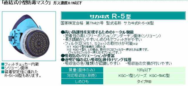 興研 防毒マスク用 吸収缶 KGC-1型M 有機ガス用(C) 国家検定合格 直結