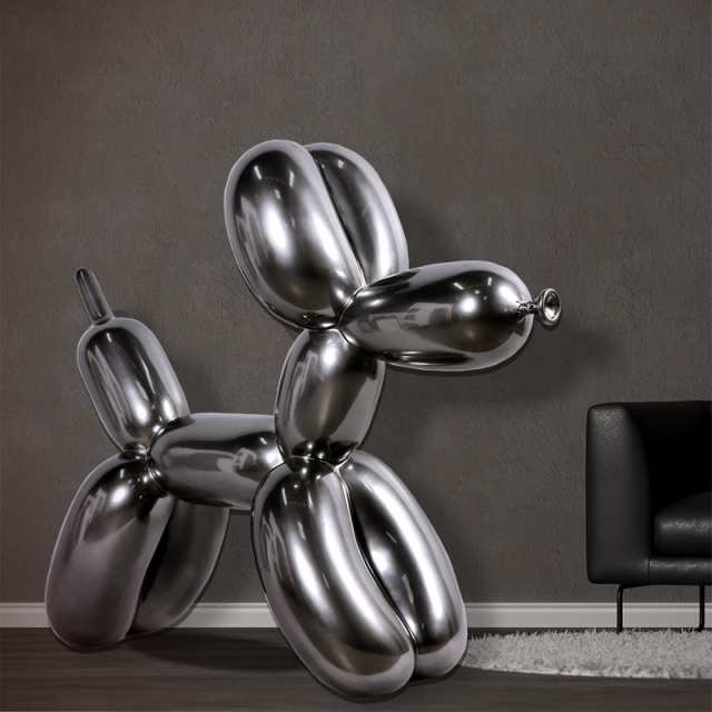 オブジェ 風船バルーンドッグ犬シルバー・スモール Balloon Dog
