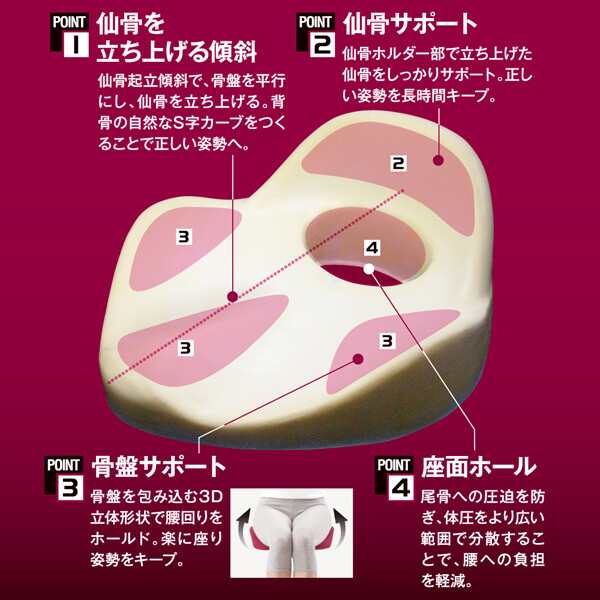 クッション 腰痛改善 姿勢矯正 椅子 猫背矯正 仙骨 尾骨 負担軽減 背筋 伸ばす 補正 ネイビー ルビー 仙骨クッション 仙律 の通販はau Pay マーケット ヴィヴィアン マルシェ Au Pay マーケット店