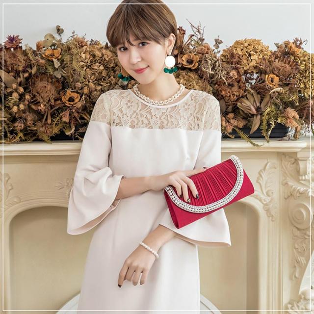 結婚式 ワンピース チューリップ袖 フレア袖 袖あり 袖付き 7分袖 レース サテン 膝丈 タイト 二次会 披露宴 結婚式ドレス お呼ばれドレの通販はau Pay マーケット 東京雑貨