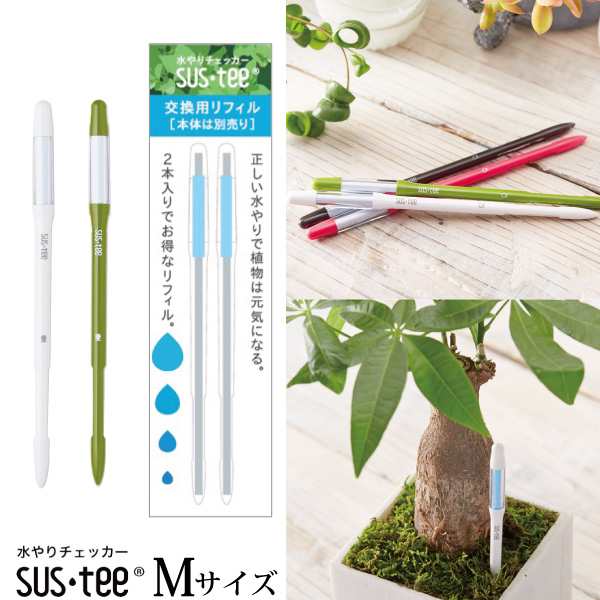 資材〕メール便送料無料 植物用水分計 水やりチェッカー キャビノチェ sustee サスティー Mサイズ 1本 ＋ 交換用リフィル2本セット入の通販はau  PAY マーケット - FlowerKitchenJIYUGAOKA