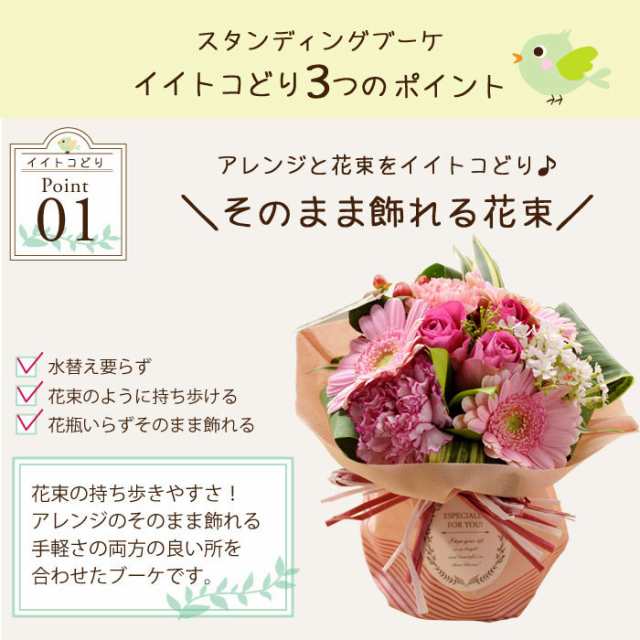 季節の花ギフト ひまわりのスタンディングブーケ 生花 花瓶いらずでそのまま飾れる花束ブーケ 父の日 誕生日 お祝い 67 Off