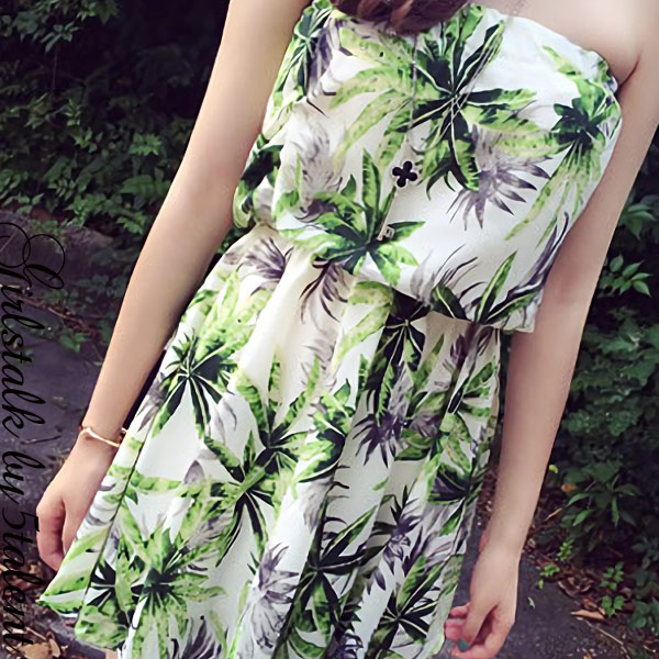 送料無料 リゾートミニ かわいい熱帯柄のシフォンベアトップ ワンピース 南国柄 カジュアル チュニックトップス シンプルデザインの通販はau Pay マーケット 5talent Online Shop