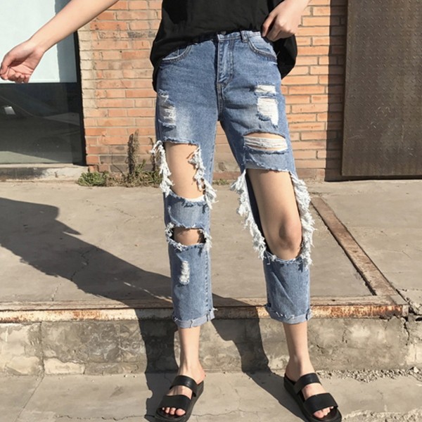 特価 デニム パンツ ン ダメージジーンズ レディース ジーパン 通勤 通学 着痩せ 九分丈 穴開きジーンズ 大きいサイズ ロングパンツの通販はau Pay マーケット Mahalo Shop