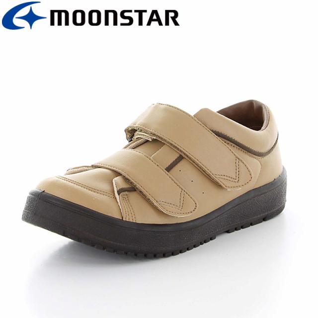 送料無料 ムーンスター レディース 靴 スニーカー Vステップ05L/R L/ベージ(左足のみ) 介護シューズ 国産 装具対応シューズ 左右片足販売 春 母の日 日本製 病院 リハビリ 施設 3E 5E 幅広 フルオープン 歩行訓練 車いす