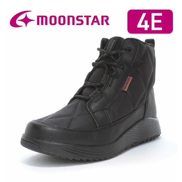 ★9月発売★ 秋冬新作★ 送料無料 ムーンスター レディース ウインター シューズ SPLT FGL100 ブラック 雪、凍りでも滑りにくい「ファンクショングリップ」ソール！ ハイカット ガラス防滑 滑りにくい 幅広 甲高 ワイド 冬 雪道 黒