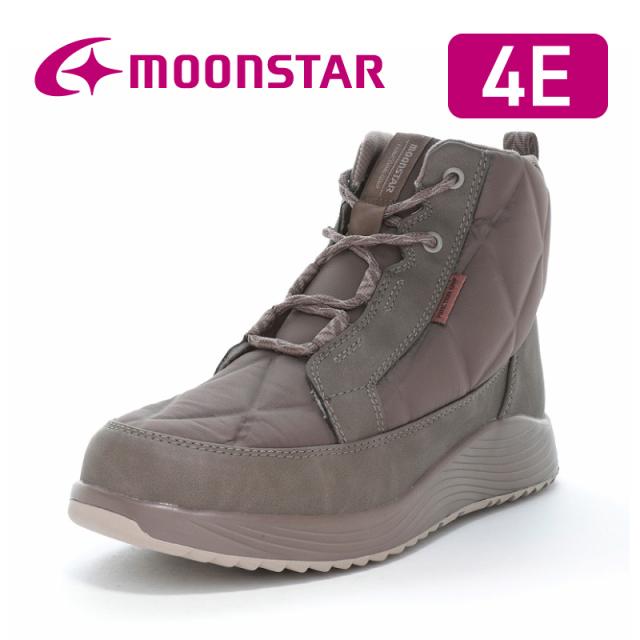 ★9月発売★ 秋冬新作★ 送料無料 ムーンスター レディース ウインター シューズ SPLT FGL100 グレージュ 雪、凍りでも滑りにくい「ファンクショングリップ」ソール！ ハイカット ガラス防滑 滑りにくい 幅広 甲高 ワイド 冬 雪道 グレー