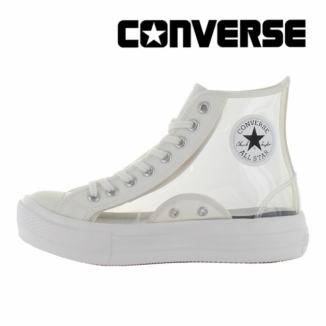 夏新作 コンバース CONVERSE レディース スニーカー オールスター ライト PLTS クリアマテリアル HI ホワイト 軽量 厚底 クリア素材 レデ