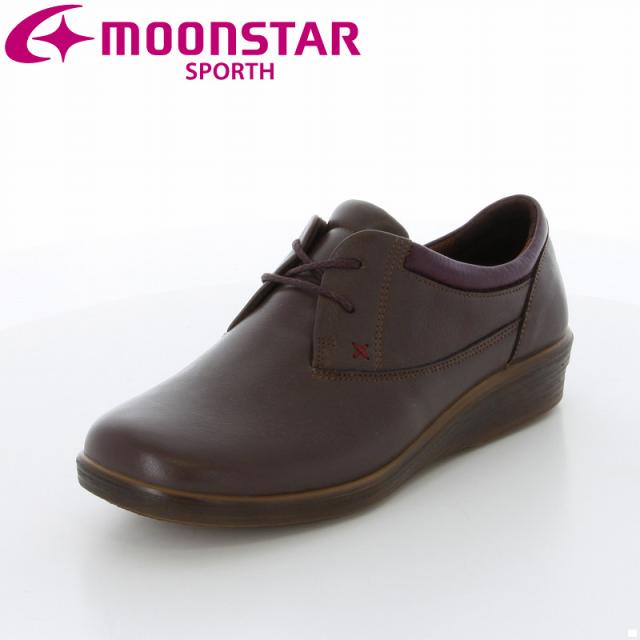 送料無料 ムーンスター スポルス レディース スニーカー カジュアルコンフォートシューズ 靴 SP5610 ダークブラウンＣ ソフトクッション 国産 本革 幅広 4E コンフォートシューズ 母の日 バレンタインの通販は 11,011円