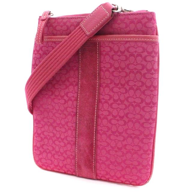 中古 Coach コーチ シグネチャー ショルダーバッグ レディース ピンク キャンバス レザー スエードの通販はau Pay マーケット ゴールドエコ